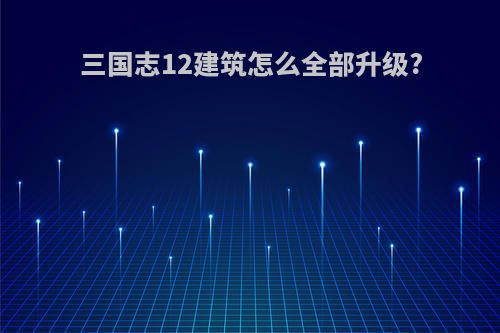 三国志12建筑怎么全部升级?