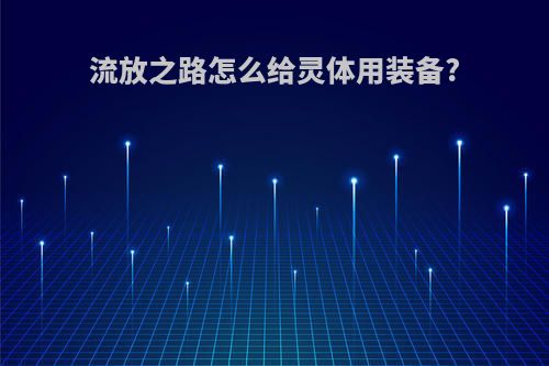 流放之路怎么给灵体用装备?