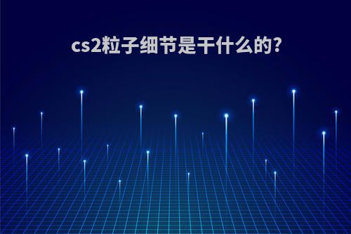 cs2粒子细节是干什么的?