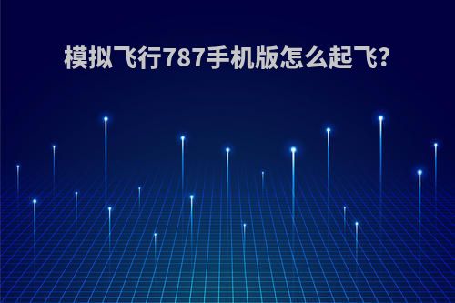 模拟飞行787手机版怎么起飞?