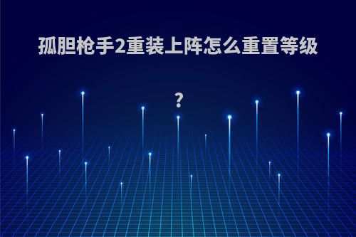 孤胆枪手2重装上阵怎么重置等级?