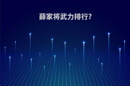 薛家将武力排行?