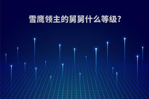 雪鹰领主的舅舅什么等级?