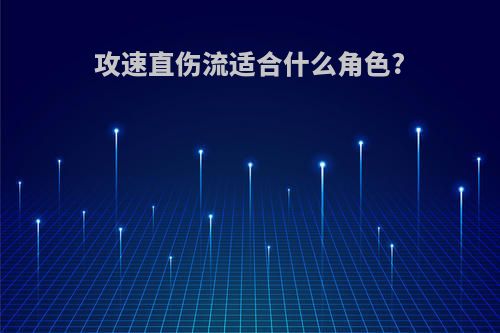 攻速直伤流适合什么角色?