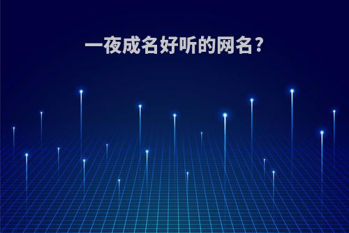 一夜成名好听的网名?