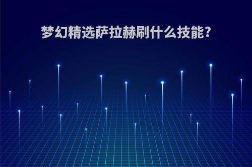 梦幻精选萨拉赫刷什么技能?