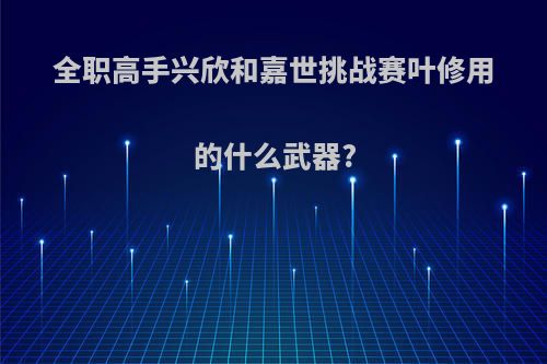 全职高手兴欣和嘉世挑战赛叶修用的什么武器?