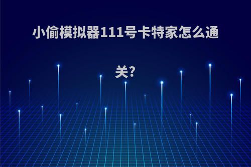 小偷模拟器111号卡特家怎么通关?