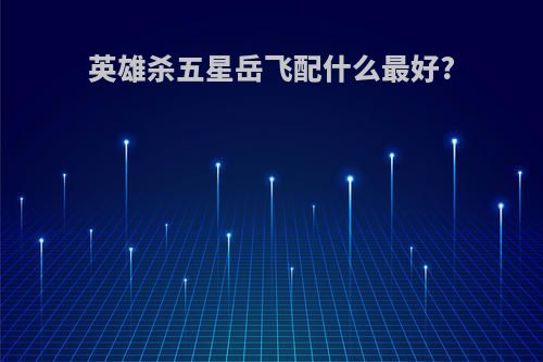 英雄杀五星岳飞配什么最好?