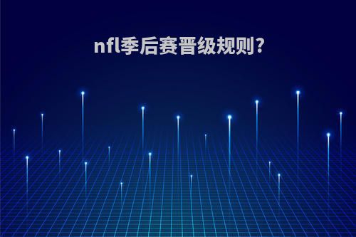 nfl季后赛晋级规则?