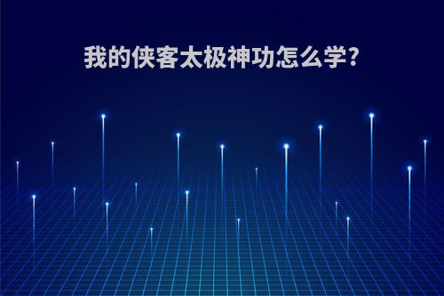 我的侠客太极神功怎么学?