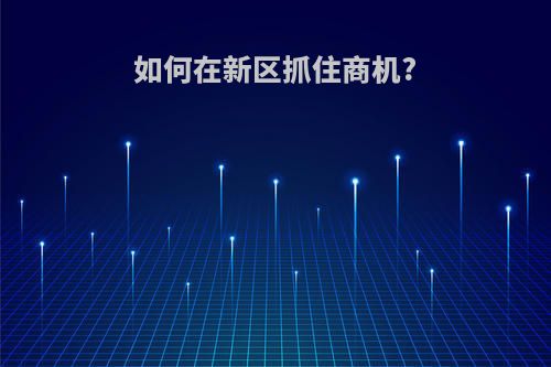 如何在新区抓住商机?