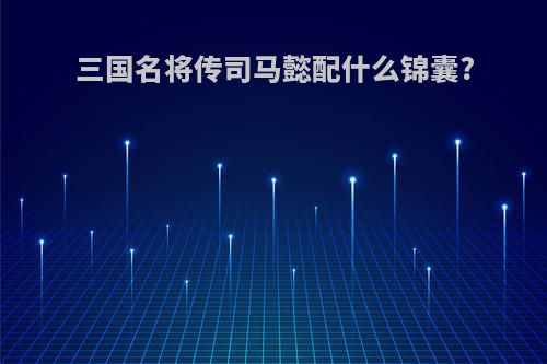 三国名将传司马懿配什么锦囊?