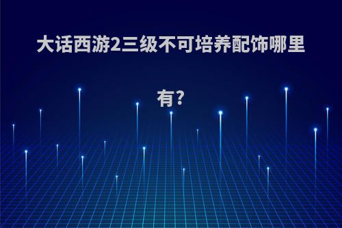 大话西游2三级不可培养配饰哪里有?