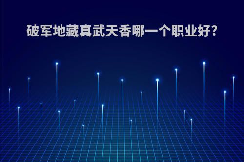 破军地藏真武天香哪一个职业好?