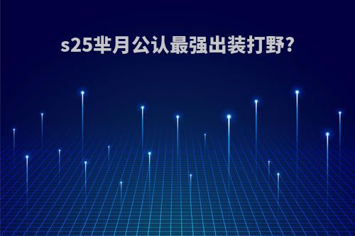 s25芈月公认最强出装打野?