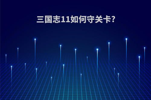 三国志11如何守关卡?