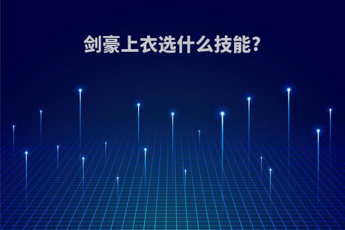 剑豪上衣选什么技能?