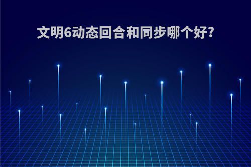 文明6动态回合和同步哪个好?