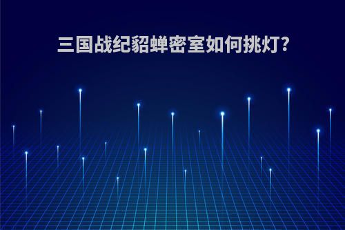 三国战纪貂蝉密室如何挑灯?