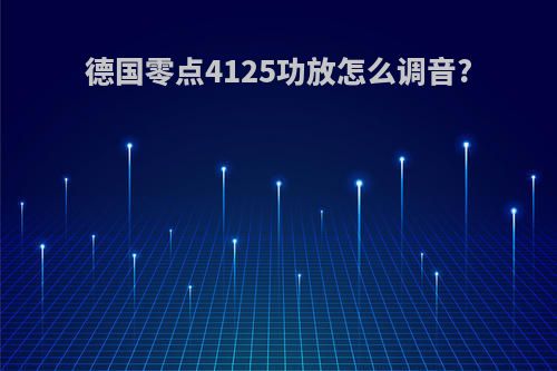 德国零点4125功放怎么调音?