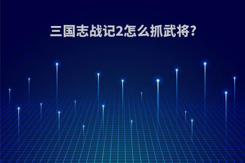 三国志战记2怎么抓武将?