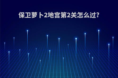 保卫萝卜2地宫第2关怎么过?