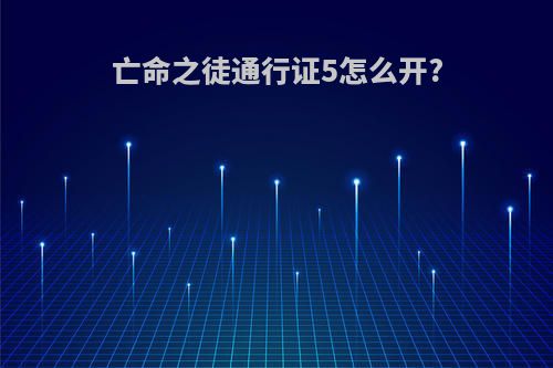 亡命之徒通行证5怎么开?