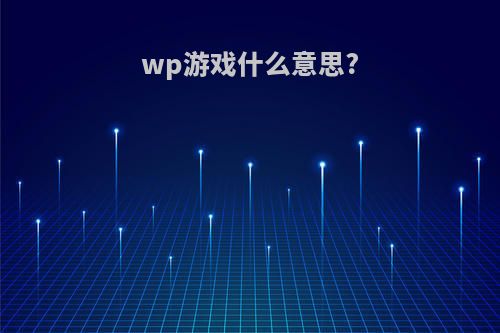 wp游戏什么意思?