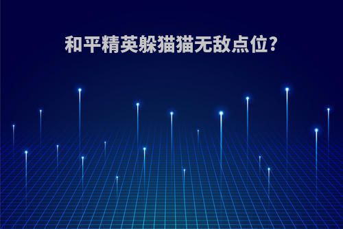 和平精英躲猫猫无敌点位?