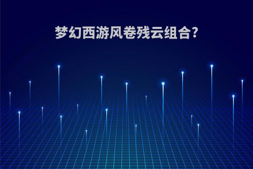 梦幻西游风卷残云组合?