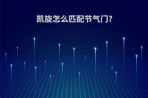凯旋怎么匹配节气门?