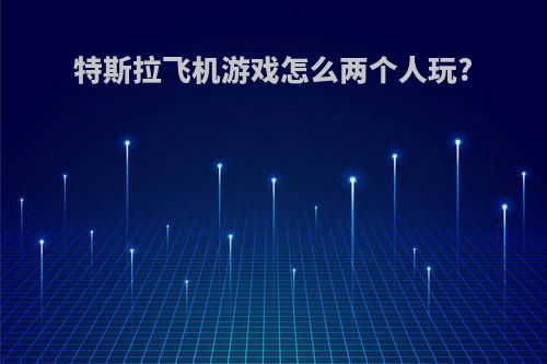 特斯拉飞机游戏怎么两个人玩?