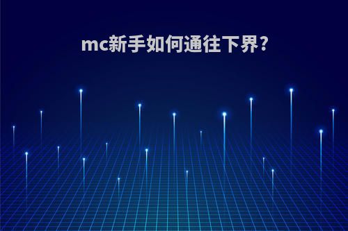 mc新手如何通往下界?