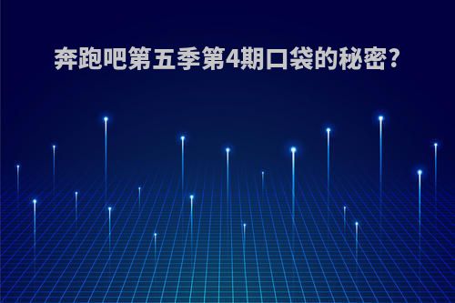 奔跑吧第五季第4期口袋的秘密?
