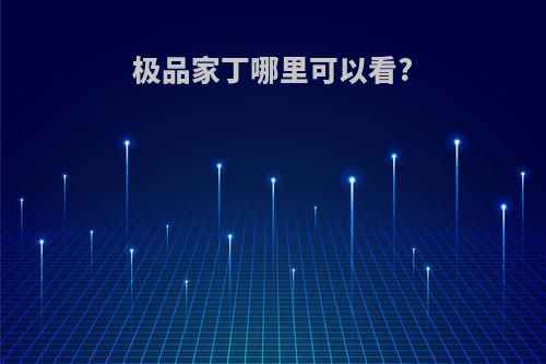 极品家丁哪里可以看?