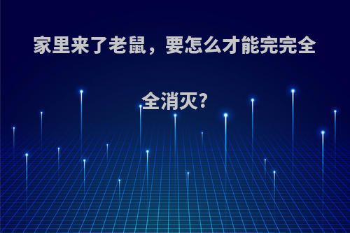家里来了老鼠，要怎么才能完完全全消灭?
