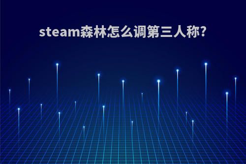 steam森林怎么调第三人称?
