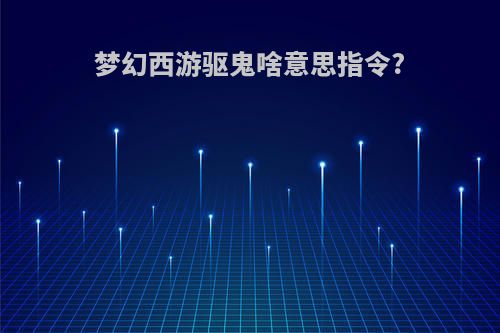 梦幻西游驱鬼啥意思指令?