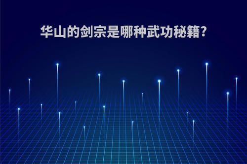 华山的剑宗是哪种武功秘籍?