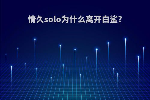 情久solo为什么离开白鲨?