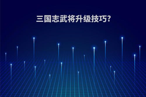 三国志武将升级技巧?