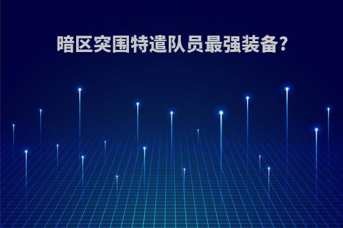 暗区突围特遣队员最强装备?