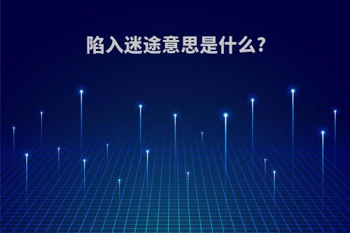 陷入迷途意思是什么?