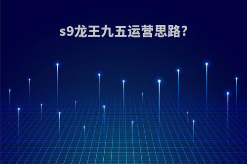 s9龙王九五运营思路?