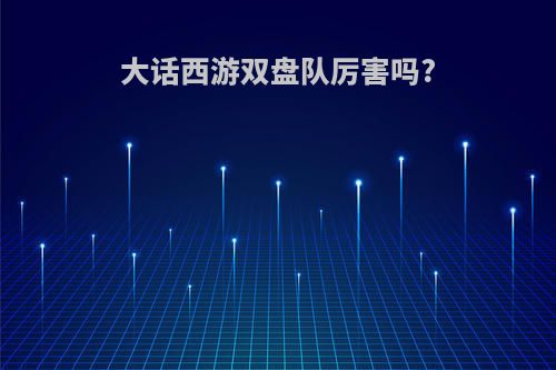 大话西游双盘队厉害吗?