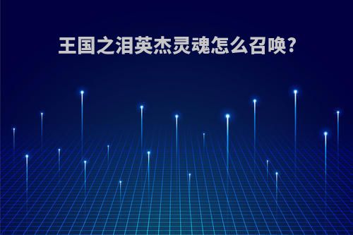 王国之泪英杰灵魂怎么召唤?