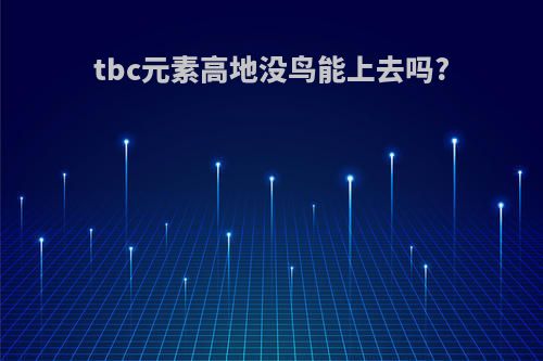tbc元素高地没鸟能上去吗?