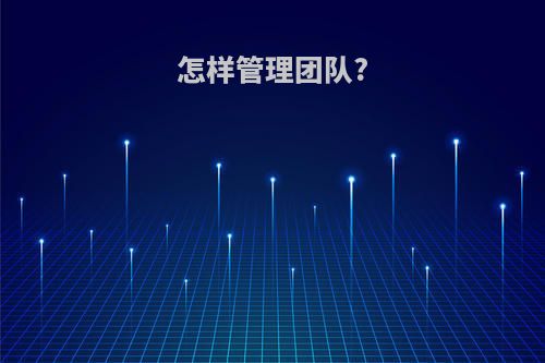 怎样管理团队?