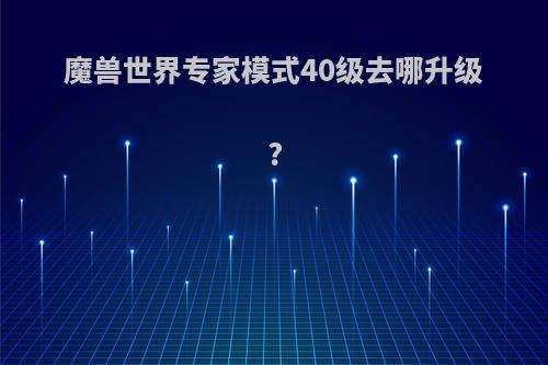 魔兽世界专家模式40级去哪升级?